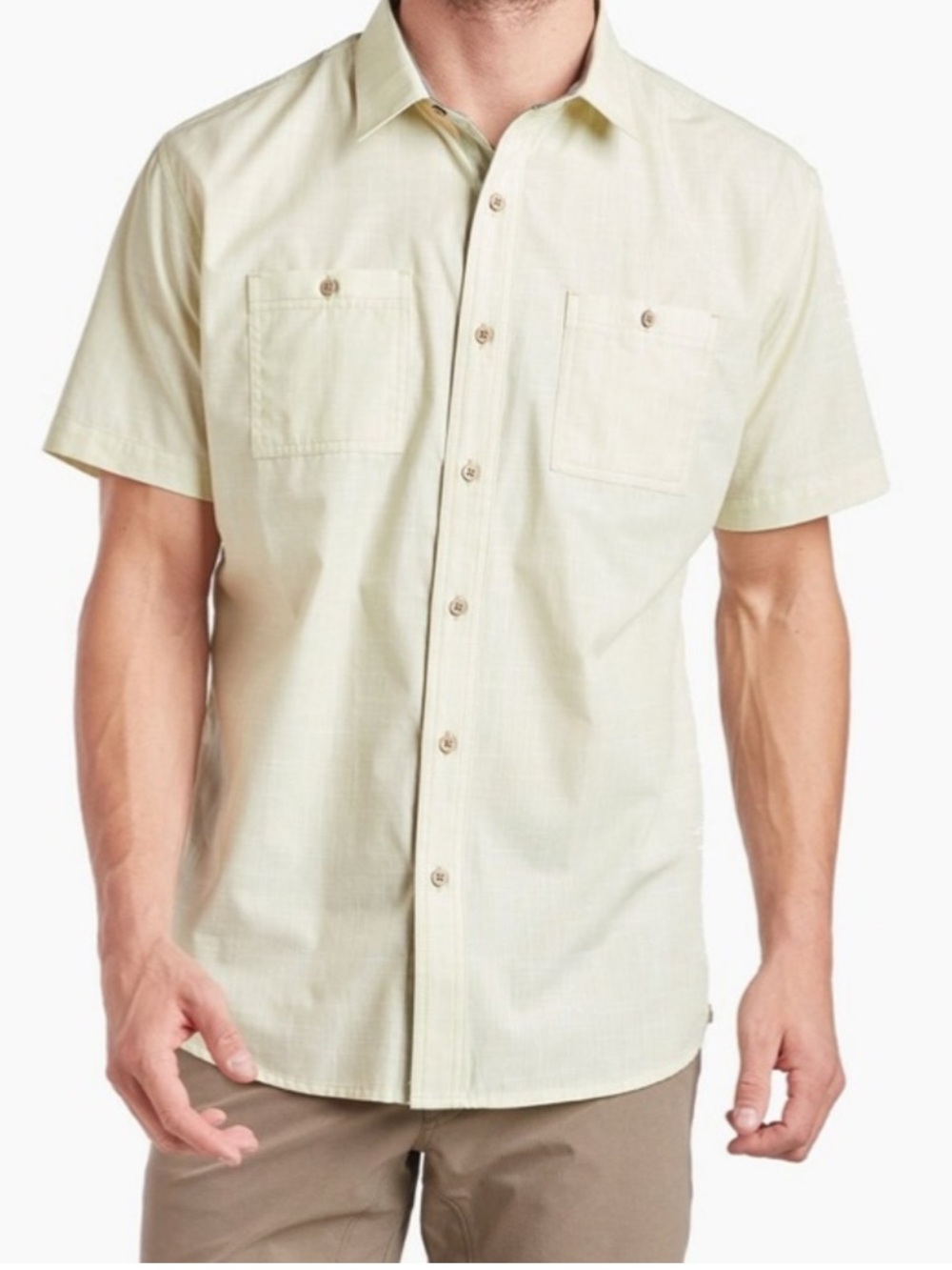 Kuhl Karib Short Sleeve Button Front Striped Shirt Citrus Lightweight Caribbean